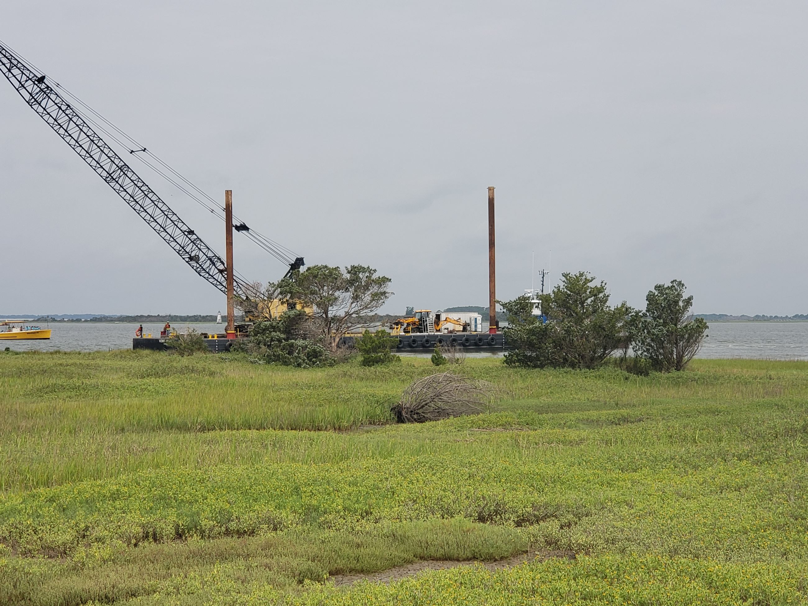 20190606 Backhoe on barge