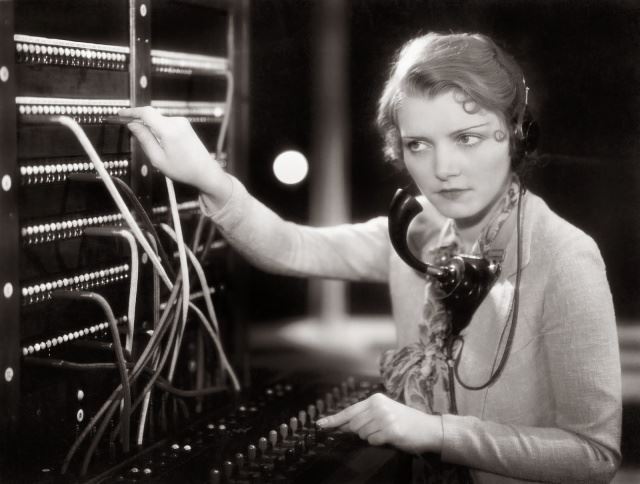 Operator at switchboard