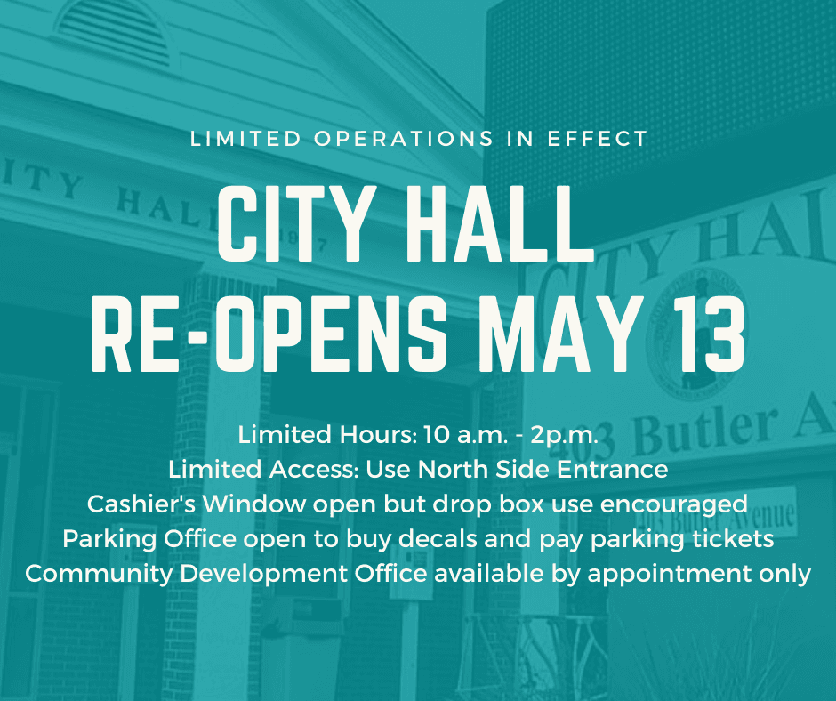 City Hall Reopens announcement