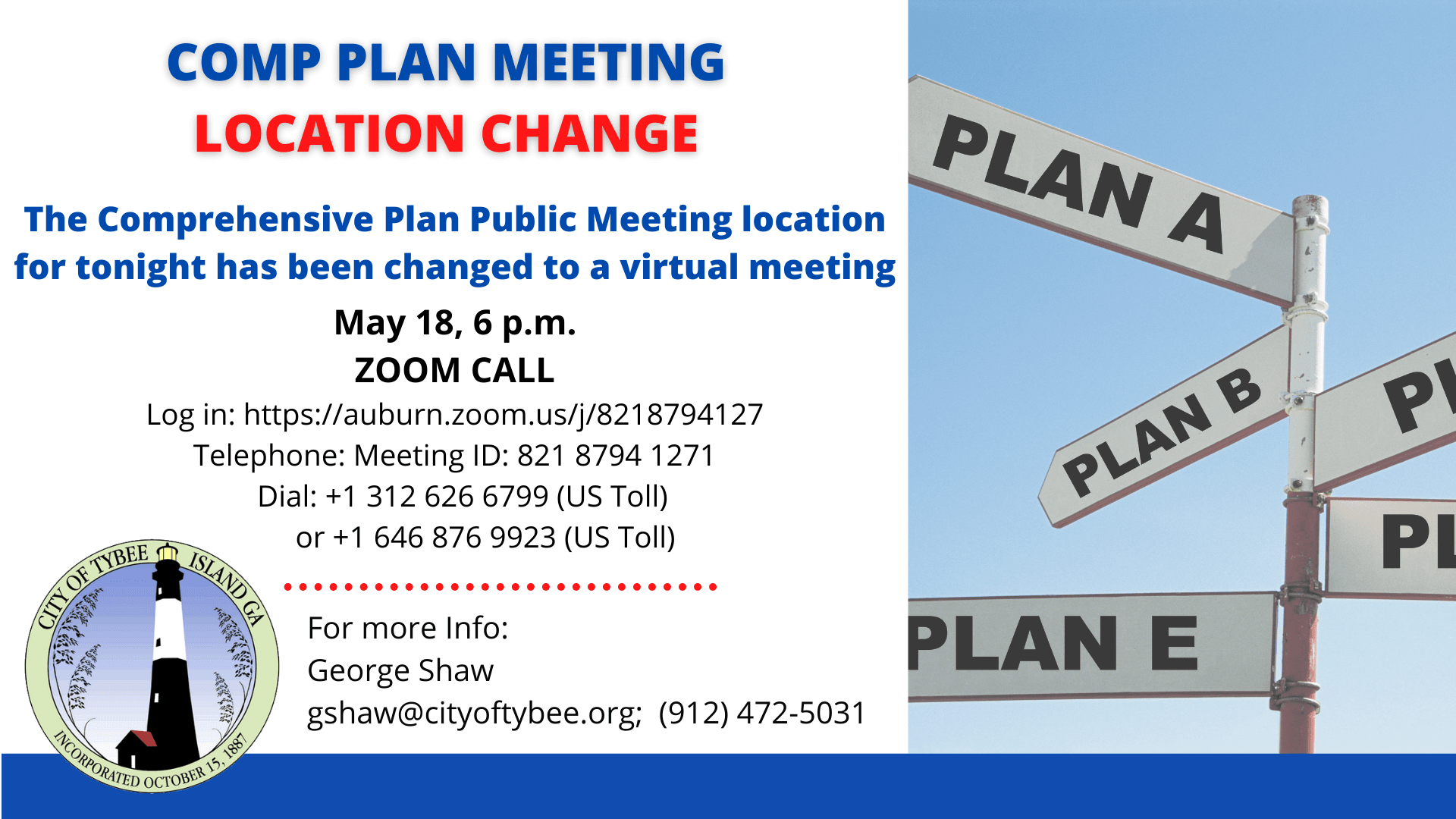 Comp Plan Meeting change