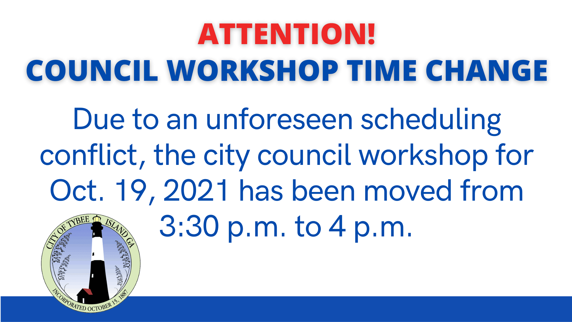 workshop time change notice