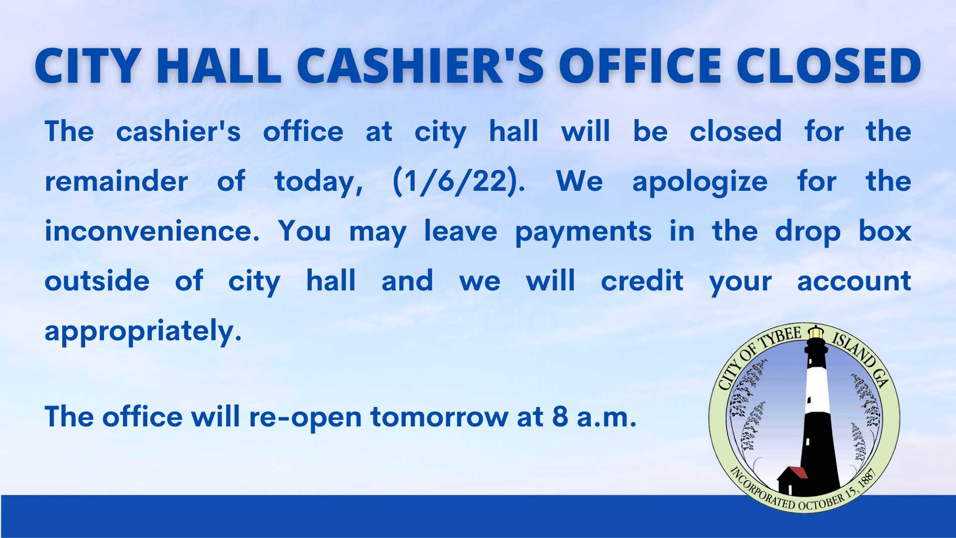 cashier closure notice