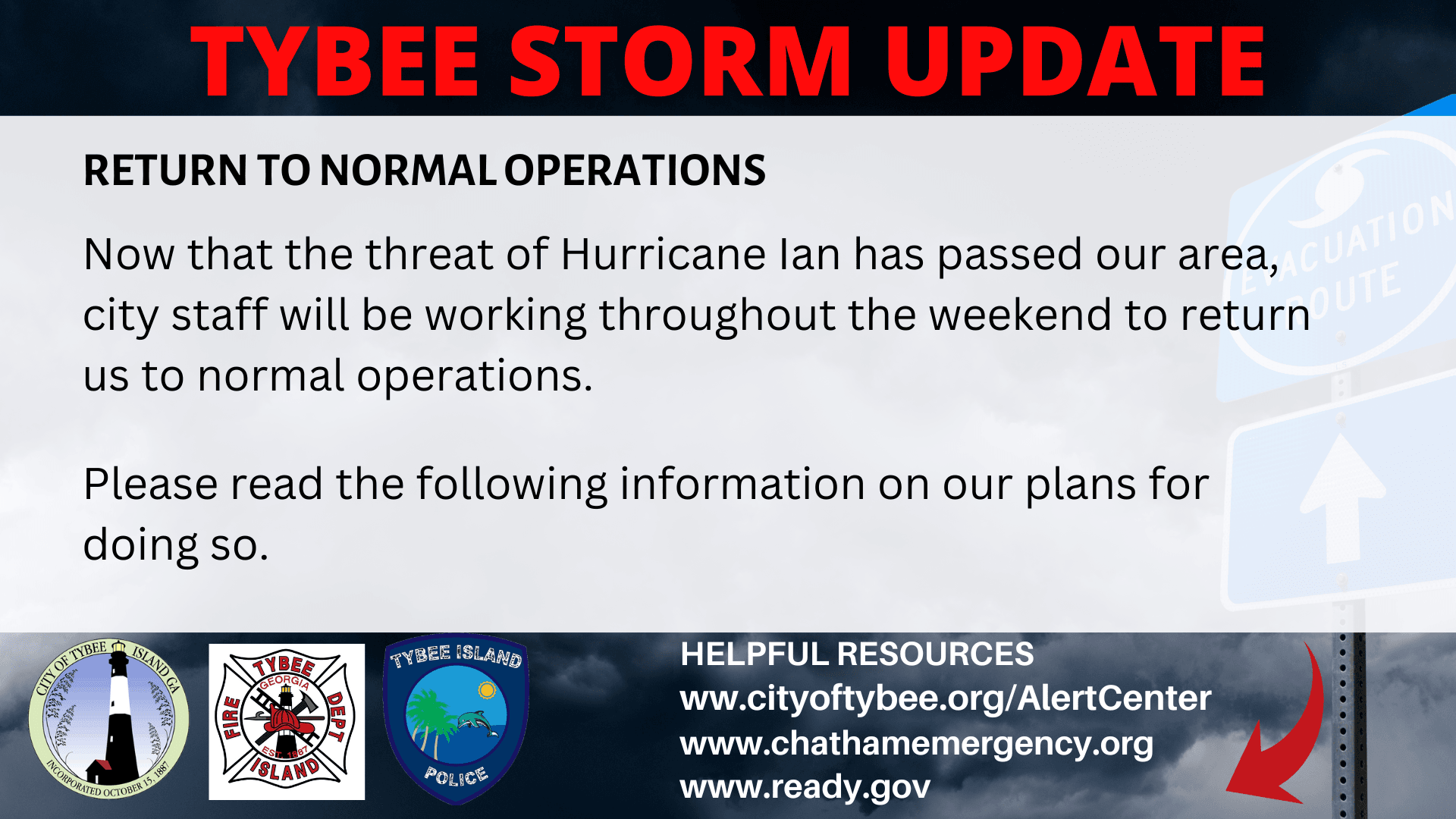 returning to normal operations